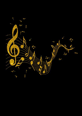 Notes and Clef In Gold