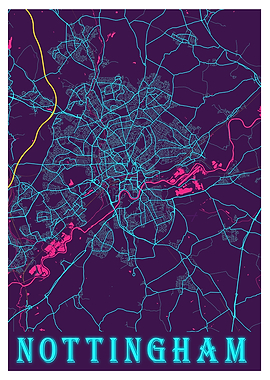Nottingham Neon City Map