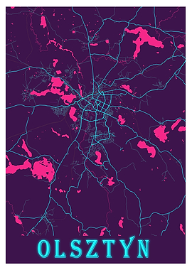 Olsztyn Neon City Map