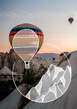 Hot air balloon in the air