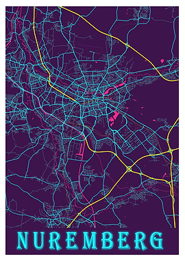 Nuremberg Neon City Map