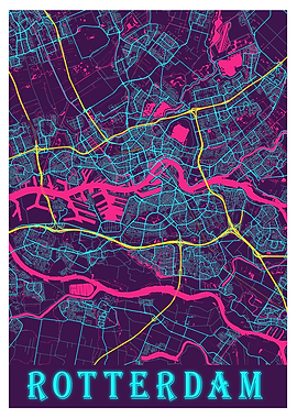 Rotterdam Neon City Map