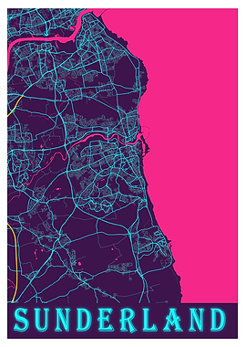 Sunderland Neon City Map