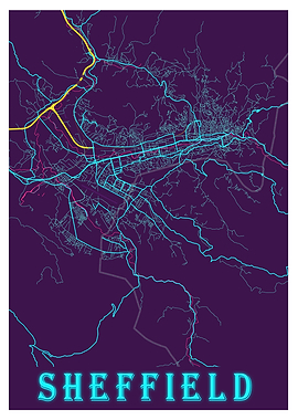 Sheffield Neon City Map