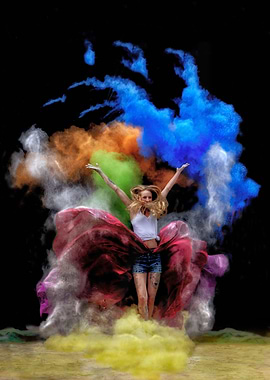 Woman dancer in the cloud