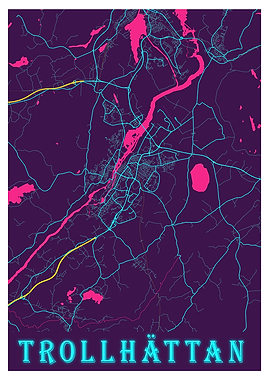 Trollhattan Neon City Map