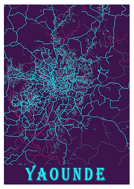 Yaounde Neon City Map