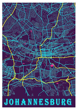 Johannesburg Neon City Map