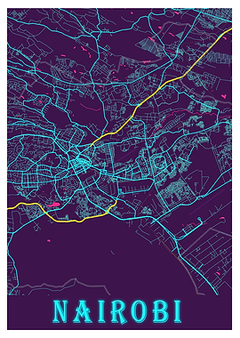 Nairobi Neon City Map