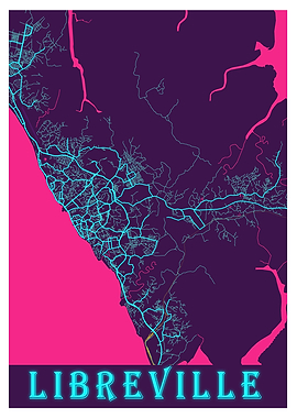 Libreville Neon City Map