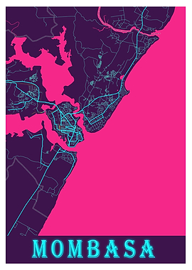 Mombasa Neon City Map
