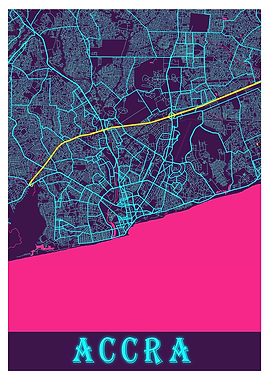 Accra Neon City Map