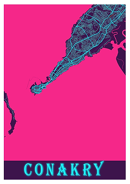 Conakry Neon City Map