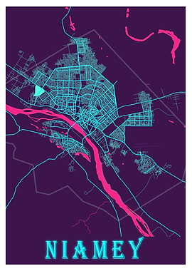 Niamey Neon City Map