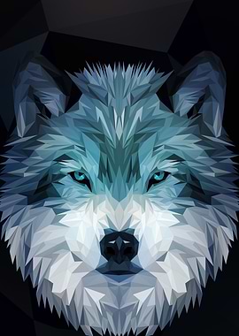 White wolf low poly