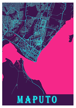 Maputo Neon City Map