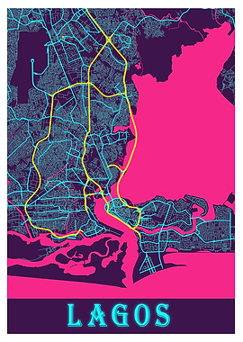 Lagos Neon City Map