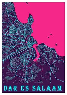 Dar Es Salaam Neon Map