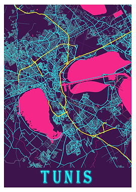 Tunis Neon City Map