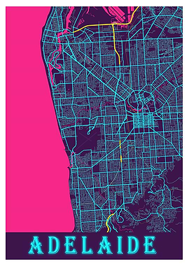 Adelaide Neon City Map