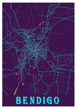 Bendigo Neon City Map