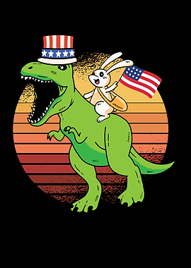 Sweet rabbit with dinosaur