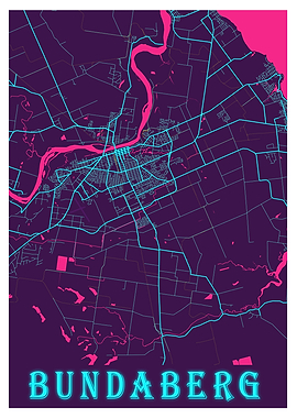 Bundaberg Neon City Map