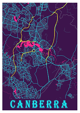 Canberra Neon City Map