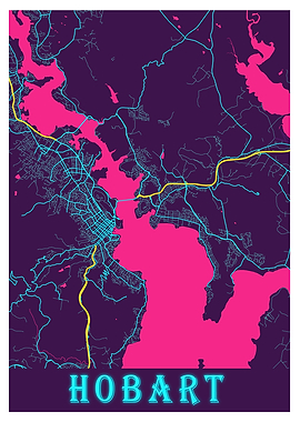 Hobart Neon City Map