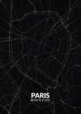 Paris Black Map