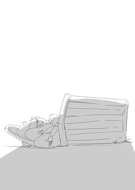 sleeping in a trash can