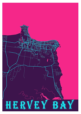 Hervey Bay Neon City Map