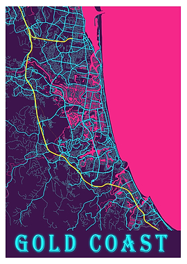 Gold Coast Neon City Map