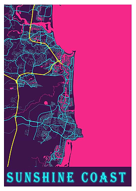 Sunshine Coast Neon Map