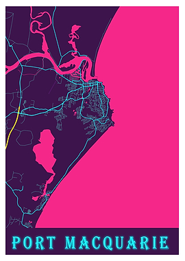 Port Macquarie Neon Map