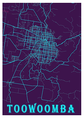 Toowoomba Neon City Map