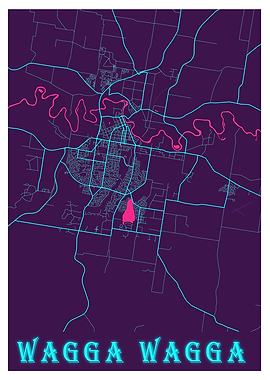 Wagga Wagga Neon City Map