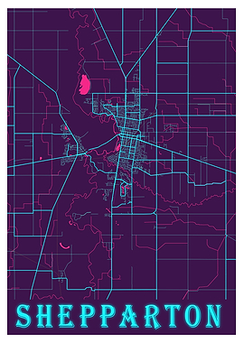 Shepparton Neon City Map