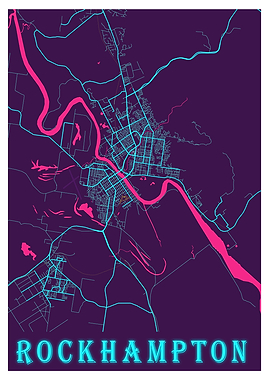 Rockhampton Neon City Map