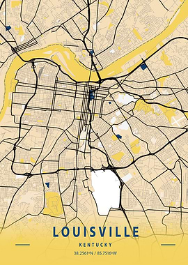 Louisville Yellow City Map