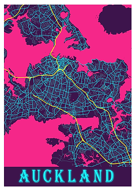 Auckland Neon City Map