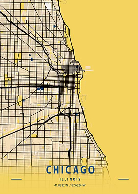 Chicago Yellow City Map