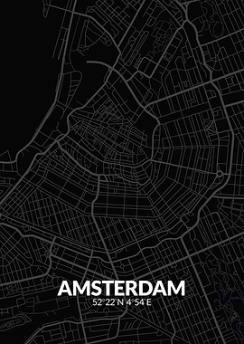 Amsterdam Black Map