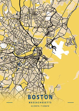 Boston Yellow City Map