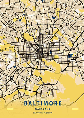 Baltimore Yellow City Map
