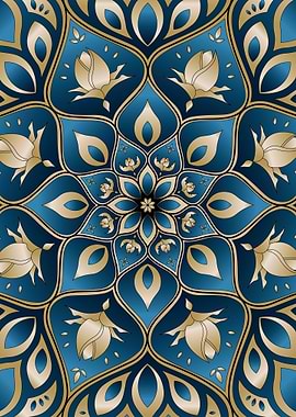 Mandala gold blue