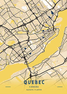 Quebec Yellow City Map