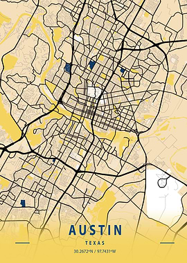 Austin Yellow City Map