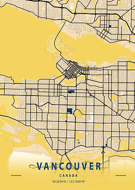 Vancouver Yellow City Map