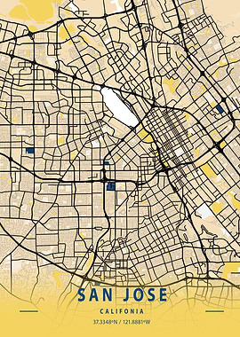 San Jose Yellow City Map